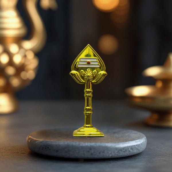 Murugan Vel for Car Dashboard | Lord Murugan Spear Idol in Antique Gold Metal – Premium Vel Statue by Blessing Lights