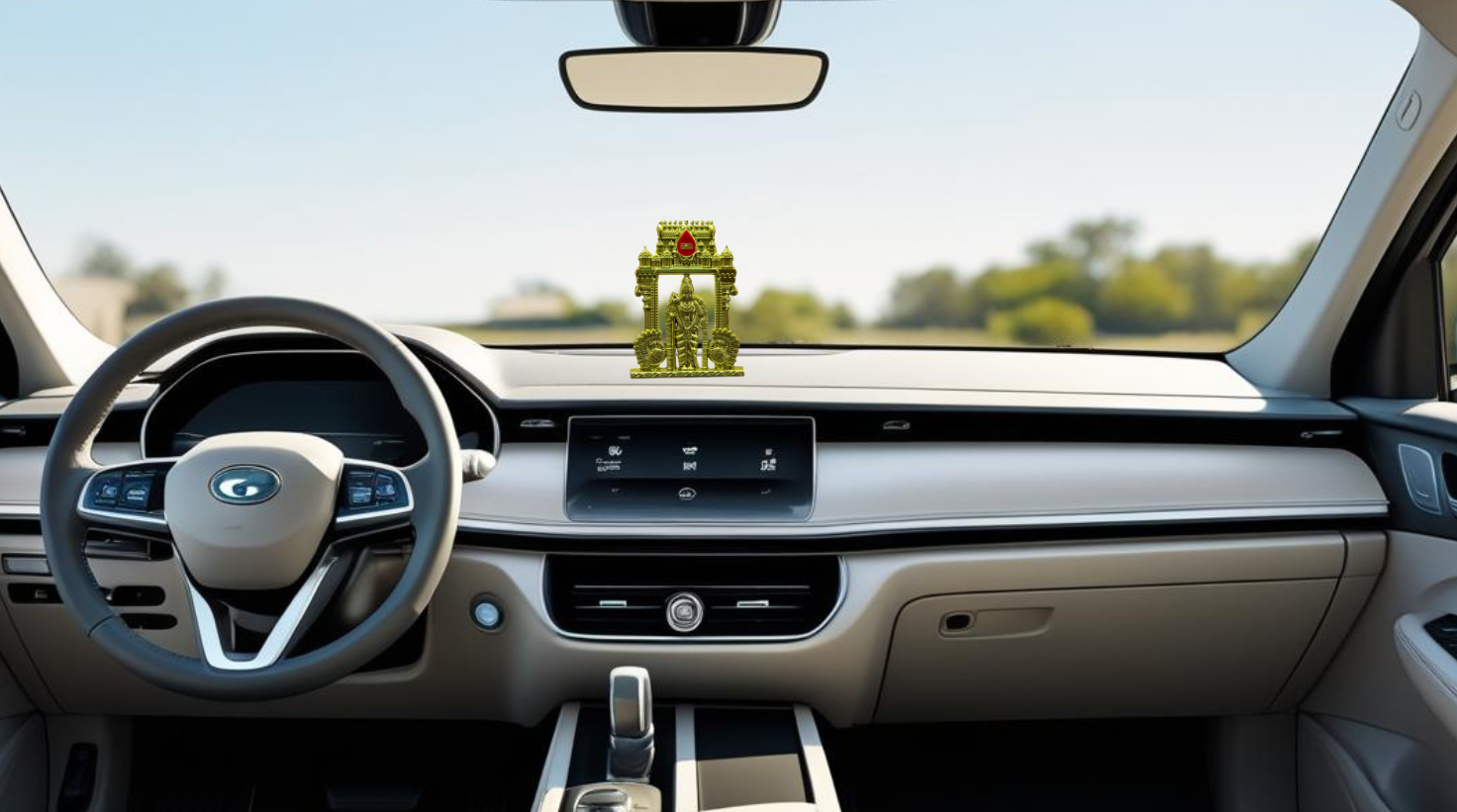 Murugan Statue with Temple Arch for Car Dashboard | Kartikeya Idol in Antique Gold Metal – Premium Car Dashboard God Idol by Blessing Lights - Image 3