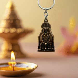 Annamalaiyar Keychain Metal | Thiruvannamalai Lord Shiva Key Ring in Antique Gold & Copper – Spiritual Car & Bike Keychain by Blessing Lights