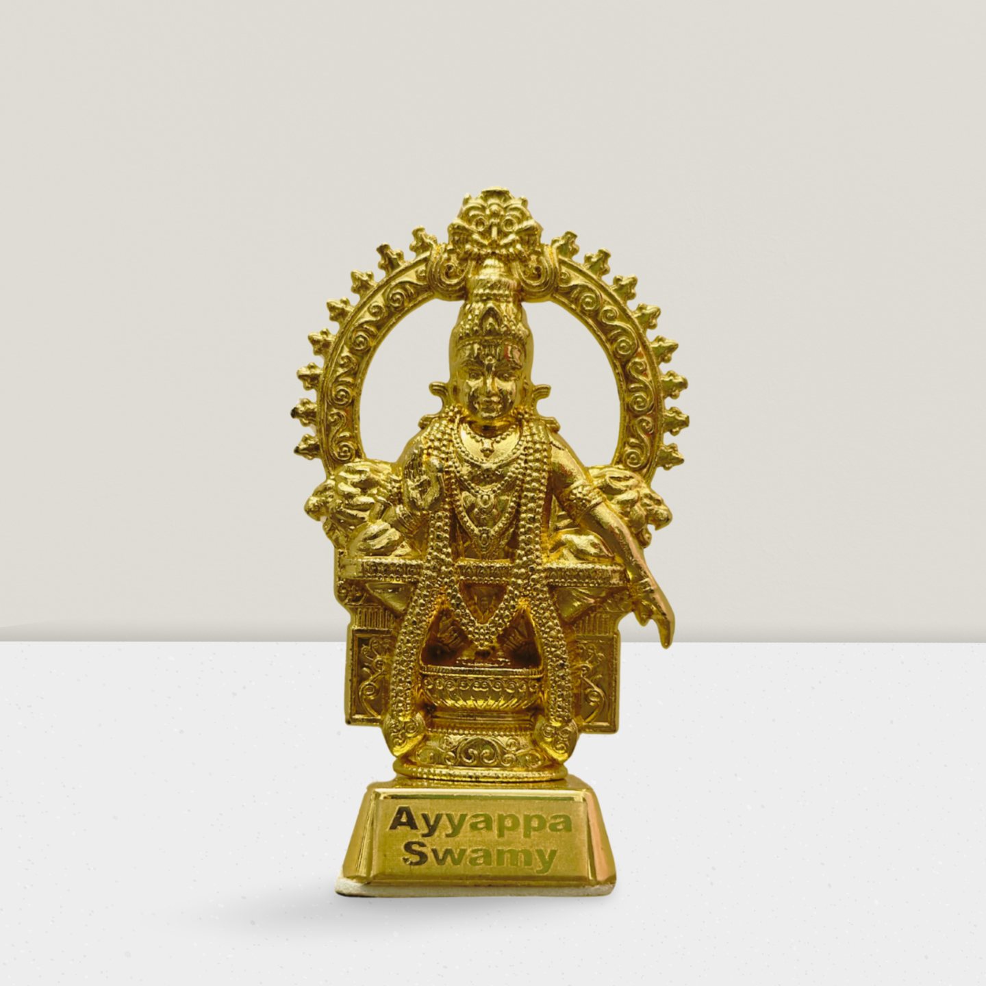 Ayyappan Swamy Idol for Car Dashboard | Antique Gold Metal Lord Ayyappa Statue – Premium Dashboard God Idol by Blessing Lights - Image 2