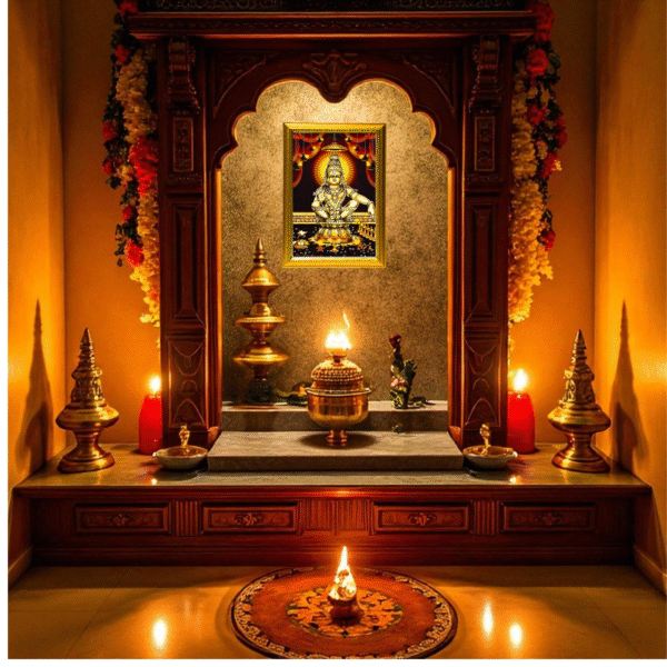 Lord Ayyappa Wall Frame with Warm LED Light – Pooja Room & Home Decor by Blessing Lights